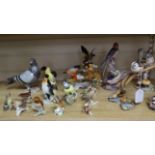 A collection of porcelain birds tallest 26cm