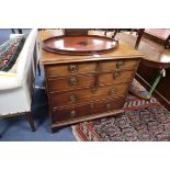 A small George III mahogany chest, fitted four short and two long drawers W.82cm