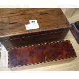 A Victorian mahogany money box and an inlaid box and cover money box 29cm