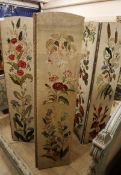 An early 20th century embroidered eight fold screen H.168cm