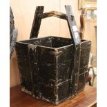 A Chinese painted wood basket W.36cm