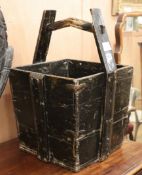 A Chinese painted wood basket W.36cm