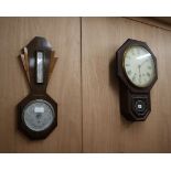 An American wall clock and barometer