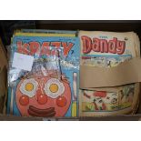 A collection of vintage Dandy, Krazy and other comics, 1970s and Dinosaur comics and magazines see