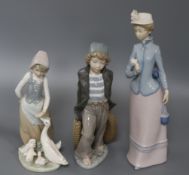 Three Lladro figures tallest 32cm