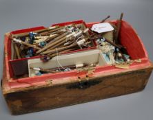 A collection of lacemakers' bobbins, with ivory, bone, treen and spangled examples