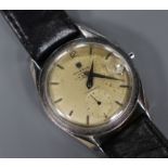 A gentleman's stainless steel Universal Monodatic manual wind wrist watch, retailed by J.W.