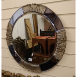 A circular Art Deco style circular wall mirror Diameter 60cm