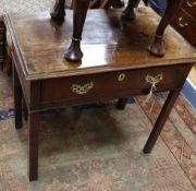 A George III provincial mahogany side table W.76cm
