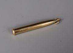 A 1920's Sampson Mordan & Co 9ct gold cased telescopic pencil and cover, closed 68mm.