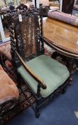Two Victorian Carolean design high back chairs