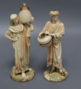 A pair of Worcester blush ivory porcelain figures tallest 27cm