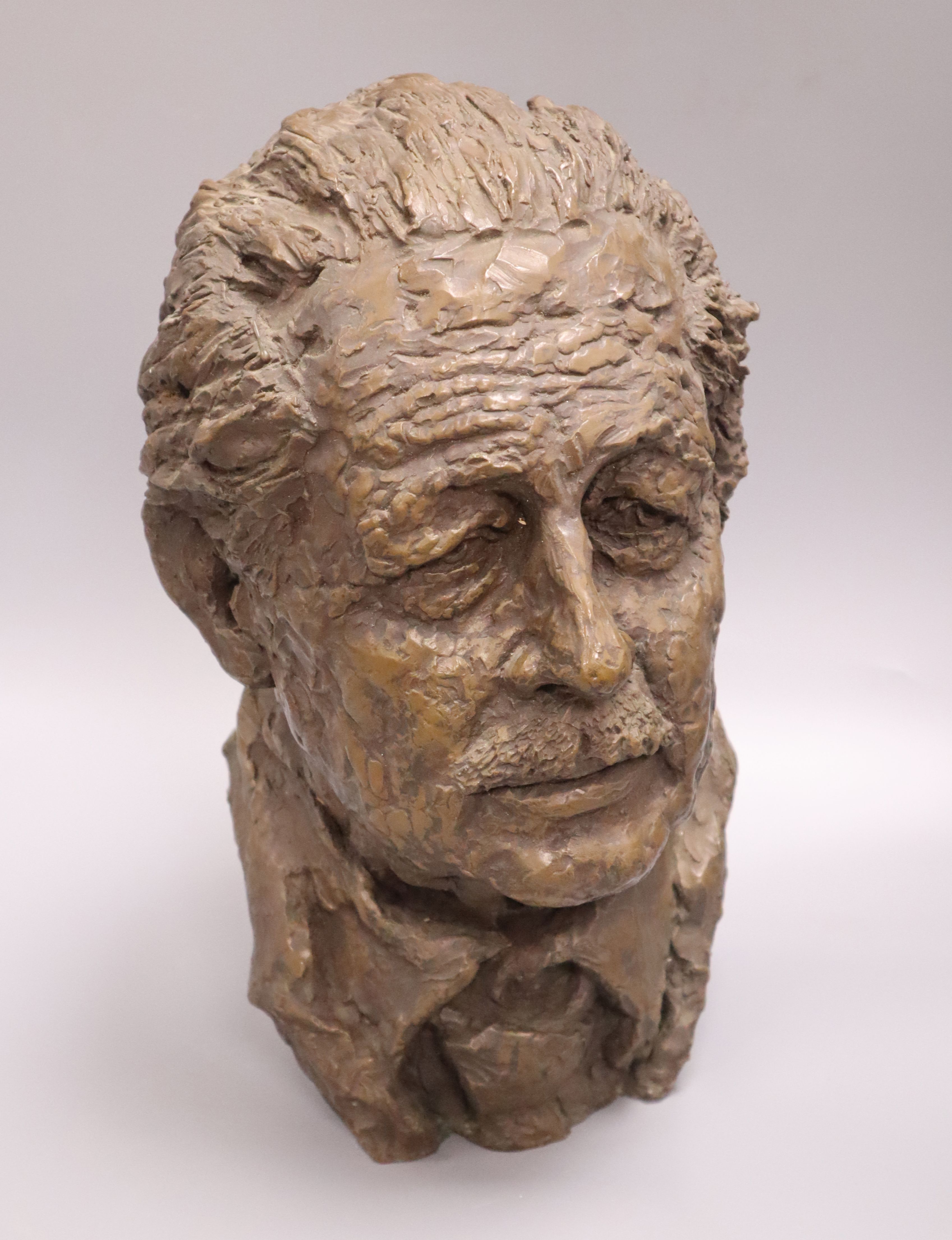 A resin bust of Harold Macmillan