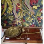 A pair of Victorian brass balance scales height 56cm
