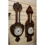 Two late Victorian barometers/thermometers Larger 100cm