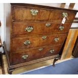 A George II walnut chest on later stand W.96cm