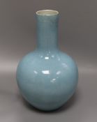 A Chinese sky blue crackle glaze bottle vase, 18th/19th century, H. 36cm