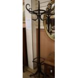 A beech bentwood coat and hat stand H.190cm