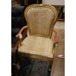 An early 20th century French giltwood elbow chair