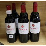 Six bottles of Bordeaux Fontagnac, 17, red
