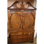 A George III Channel Islands style mahogany linen press, converted to a hanging wardrobe W.128cm