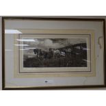 Herbert Thomas Dicksee (1862-1942), etching, Ploughing scene, signed in pencil, 24 x 55cm