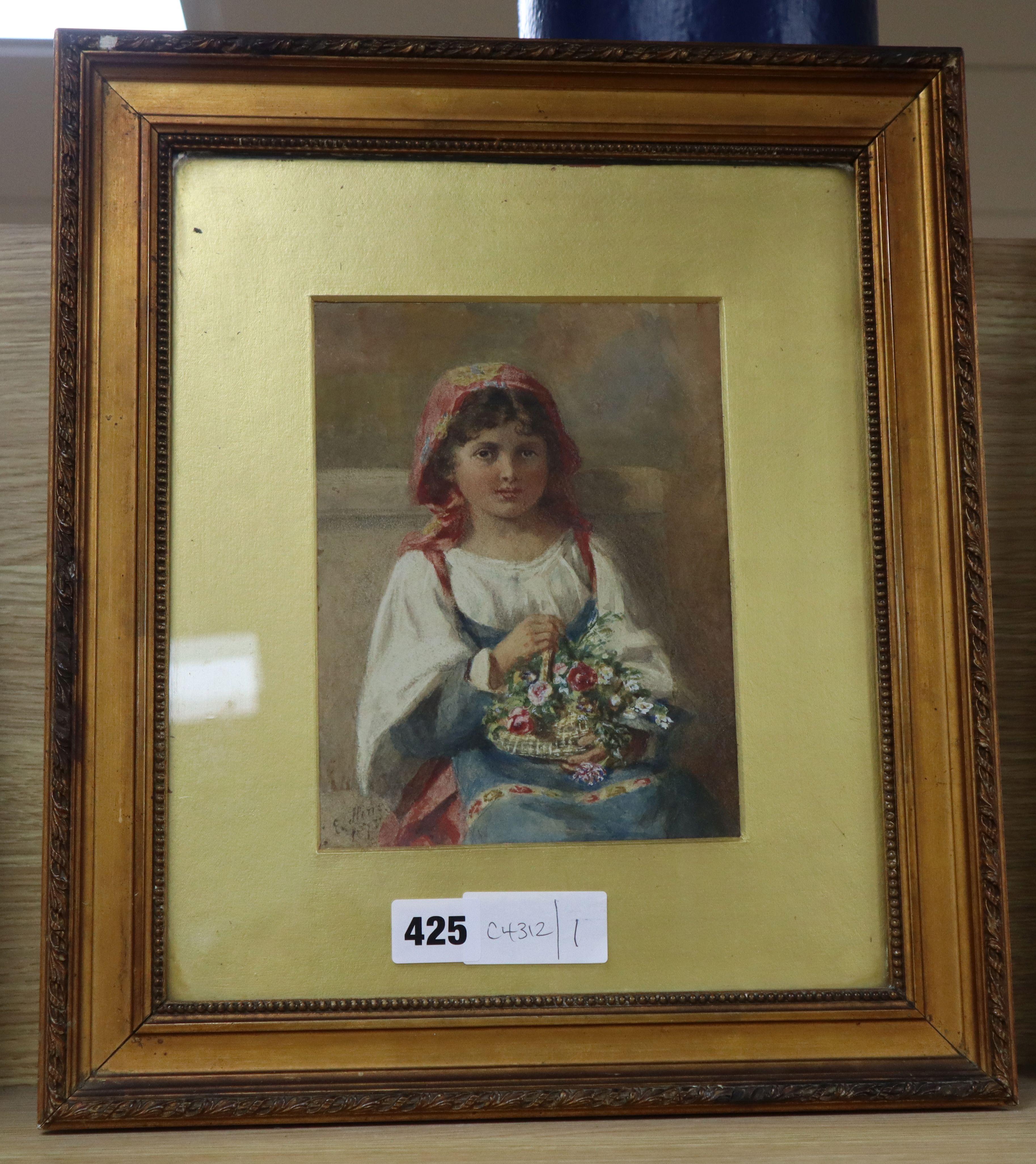 Mary Ann Eliza Hine (Nee Egerton 1817-1901), watercolour, Italian flower girl, signed and dated
