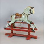 A G and J Lines extra carved and turned head wooden rocking horse, 1890-1900, H.40in. L.44in