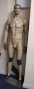 A vintage fibreglass male mannequin H.187cm