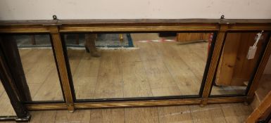 A Regency style giltwood triple plate overmantel mirror L.140cm