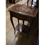 A French transitional-style marquetry inlaid two tier side table W.44cm