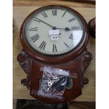 A Victorian mahogany drop dial wall timepiece height 54cm