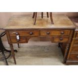 A Regency mahogany kneehole side table W.99cm