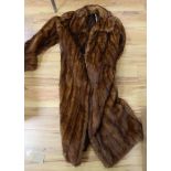 A Bourne & Hollingsworth full-length dark mink coat, another fur coat and a fur stole (3)