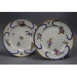 A near pair of Vincennes / Sevres porcelain plates, date codes for 1755/6 and 1770