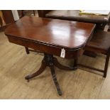 A Regency mahogany rectangular folding card table W.92cm