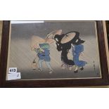 Two Japanese woodblock prints, largest 25 x 37cm