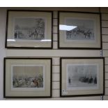 J. Ryman publ., set of four lithographs, A scene at the Brocas; Cricket match; Supper at Surley