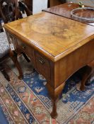 A 1920's George I style figured walnut lowboy W.76cm