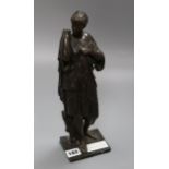 A late 19th century bronze of a classical robed figure height 33cm