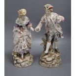 A pair of Rudolstedt Volkstedt porcelain figures height 37cm