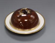 A Baguley Rockingham Works muffin dish and cover height 12cm
