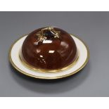 A Baguley Rockingham Works muffin dish and cover height 12cm