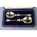 A cased pair of Edwardian silver apostle spoons, by William Hutton & Sons,London, 1906.