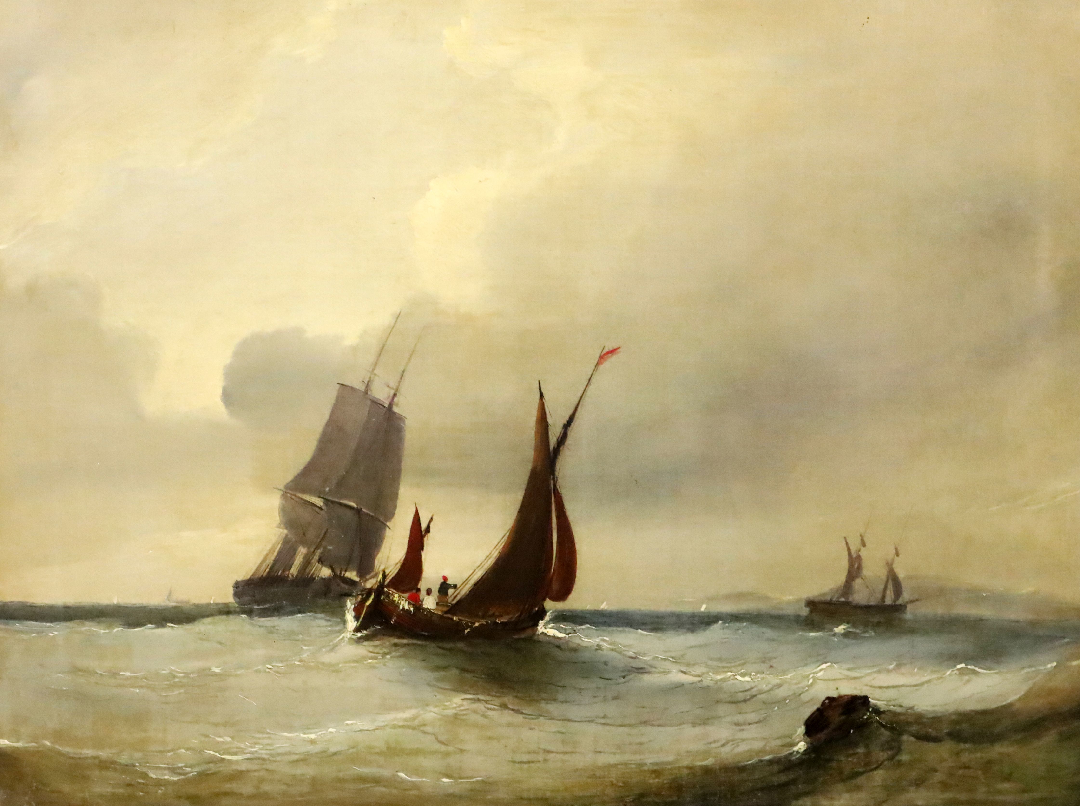 19th century English Schooloil on canvasShipping off the coast18 x 24in.