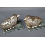 A pair of Chinese mother of pearl and ivory 'quail' boxes and covers