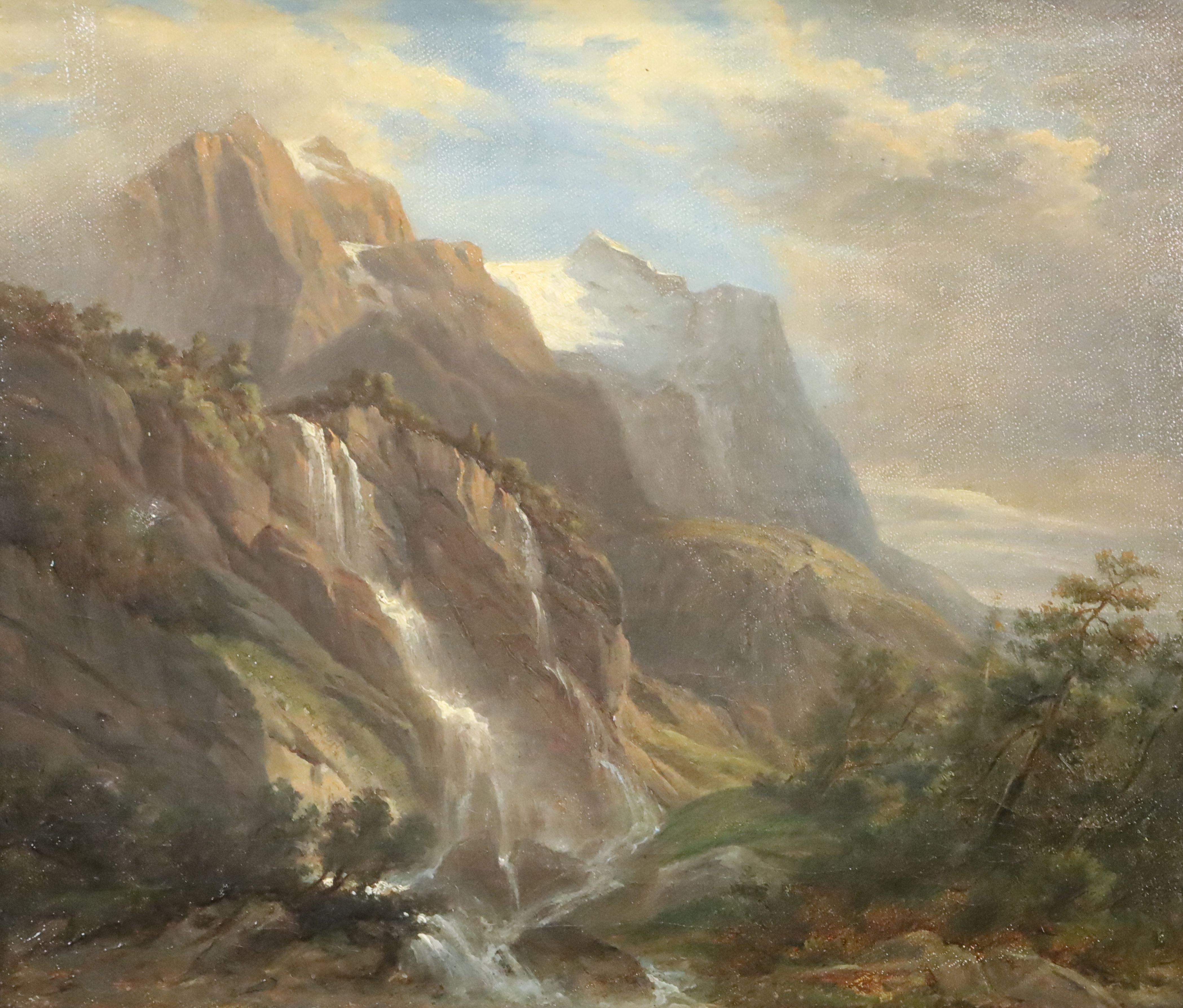 19th century English School, oil on canvas, The Wetterhorn from the West, 31 x 37cm