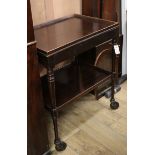 An Edwardian mahogany two tier trolley W.74cm