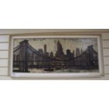 After Bernard Buffet, oileograph, View of Manhattan, 39 x 97cm