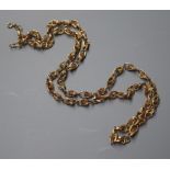 A 9K yellow metal fancy link neck chain, 64cm.